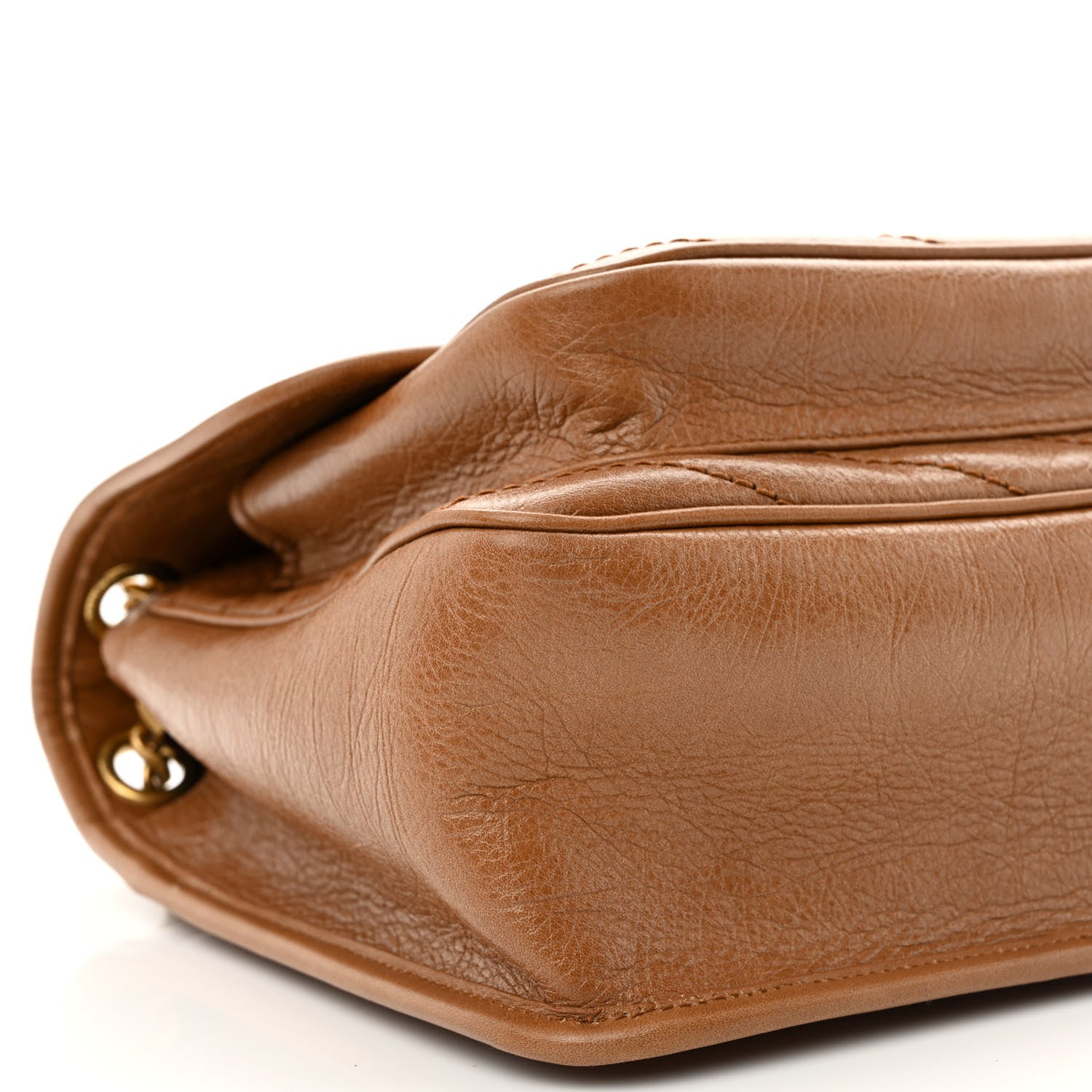 Saint Laurent Crinkled Calfskin Matelasse Monogram Medium Niki Chain Satchel Light Caramel 9 of 10