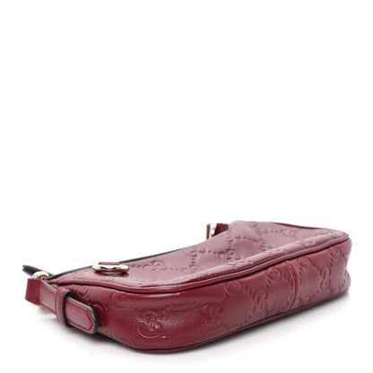 Gucci GG Calfskin Embossed Emblem Mini Shoulder Bag Rosso Ancora 4 of 9
