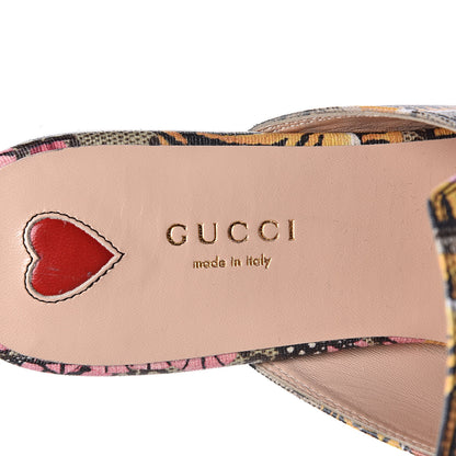 Gucci GG Supreme Monogram Bengal Womens Princetown Slippers 38 Beige Crop Pink 7 of 8
