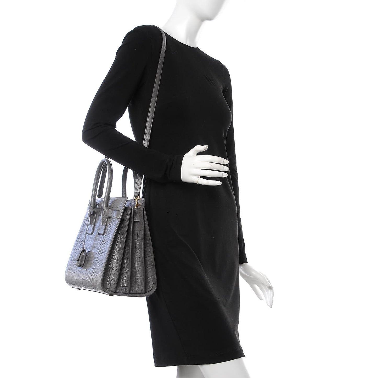 Calfskin Crocodile Embossed Small Sac De Jour Fog