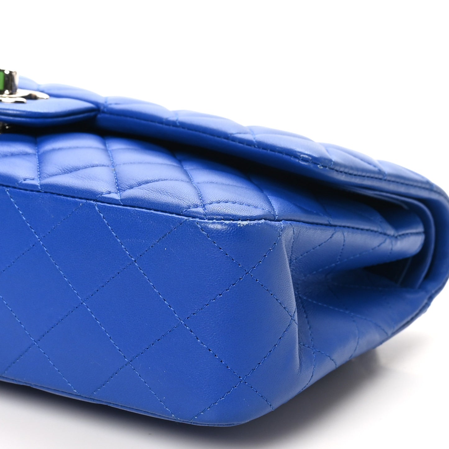 Lambskin Quilted Medium Double Flap Blue