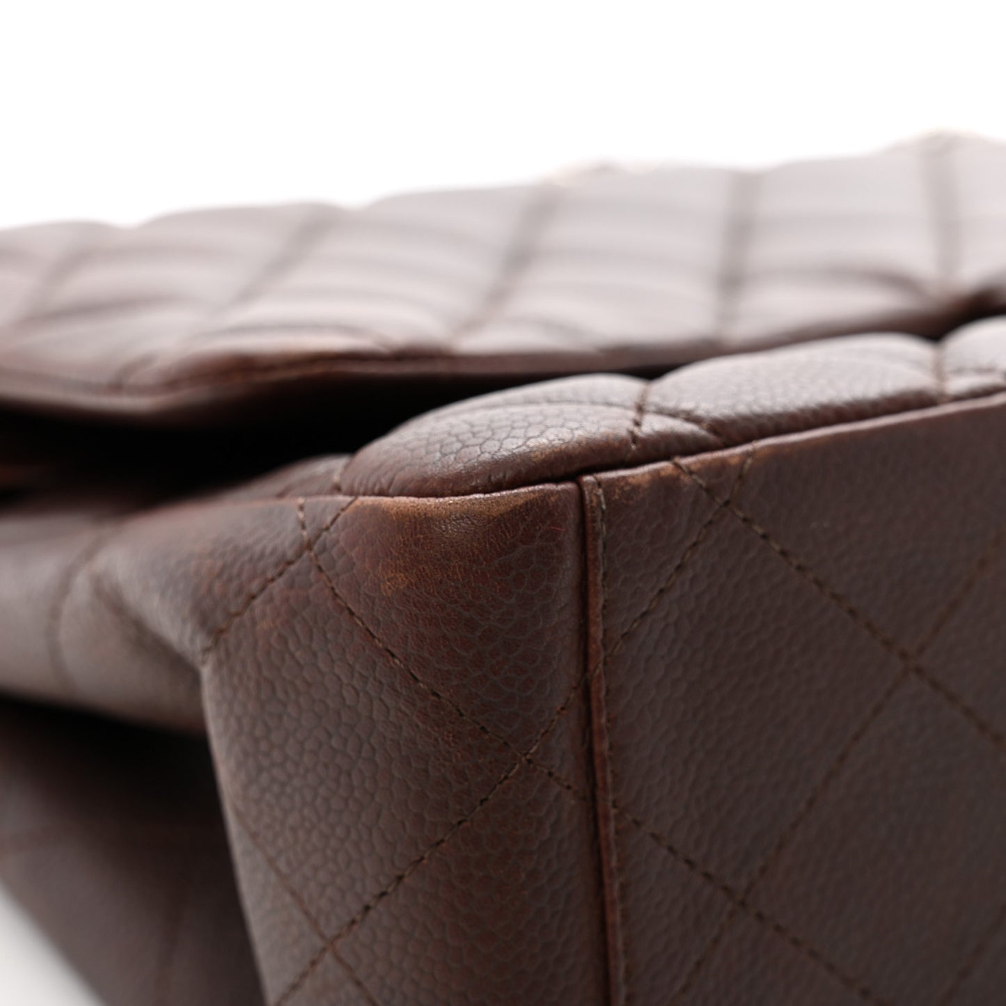 Caviar Quilted Maxi Double Flap Brown