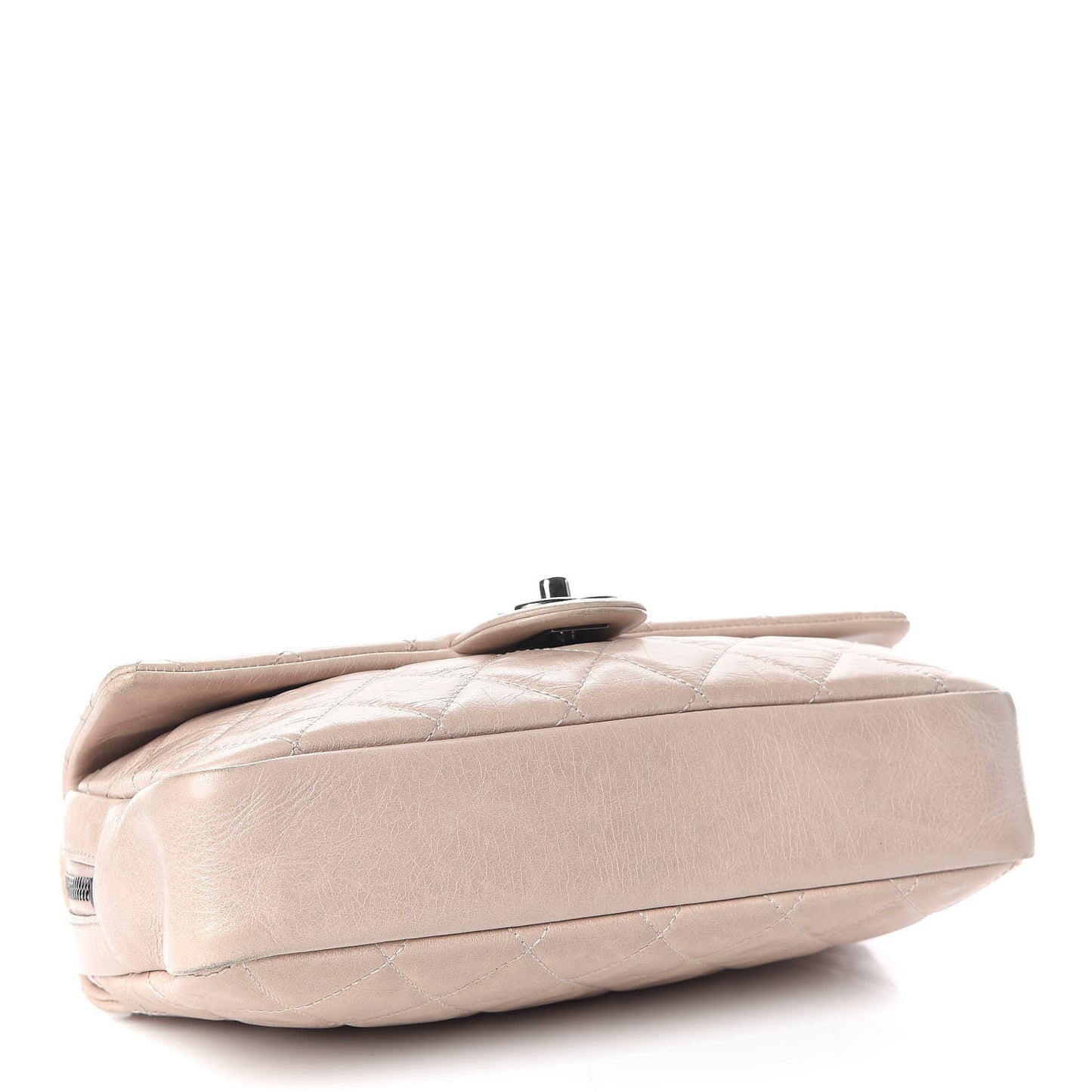 Glazed Calfskin Quilted Medium Duo Flap Beige