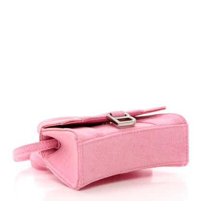 Balenciaga Washed Denim Hourglass Top Handle Bag Mini Denim Pink 4 of 14