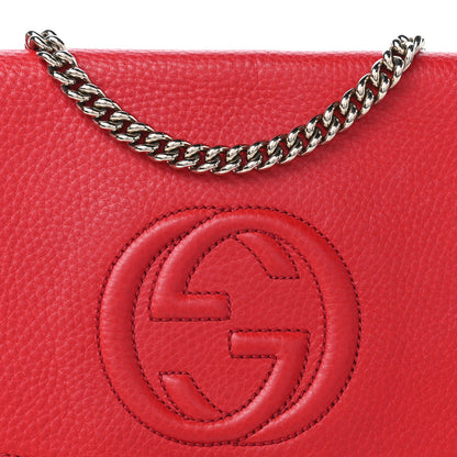 Gucci Pebbled Calfskin Medium Soho Flap Crossbody Tabasco Red 11 of 12