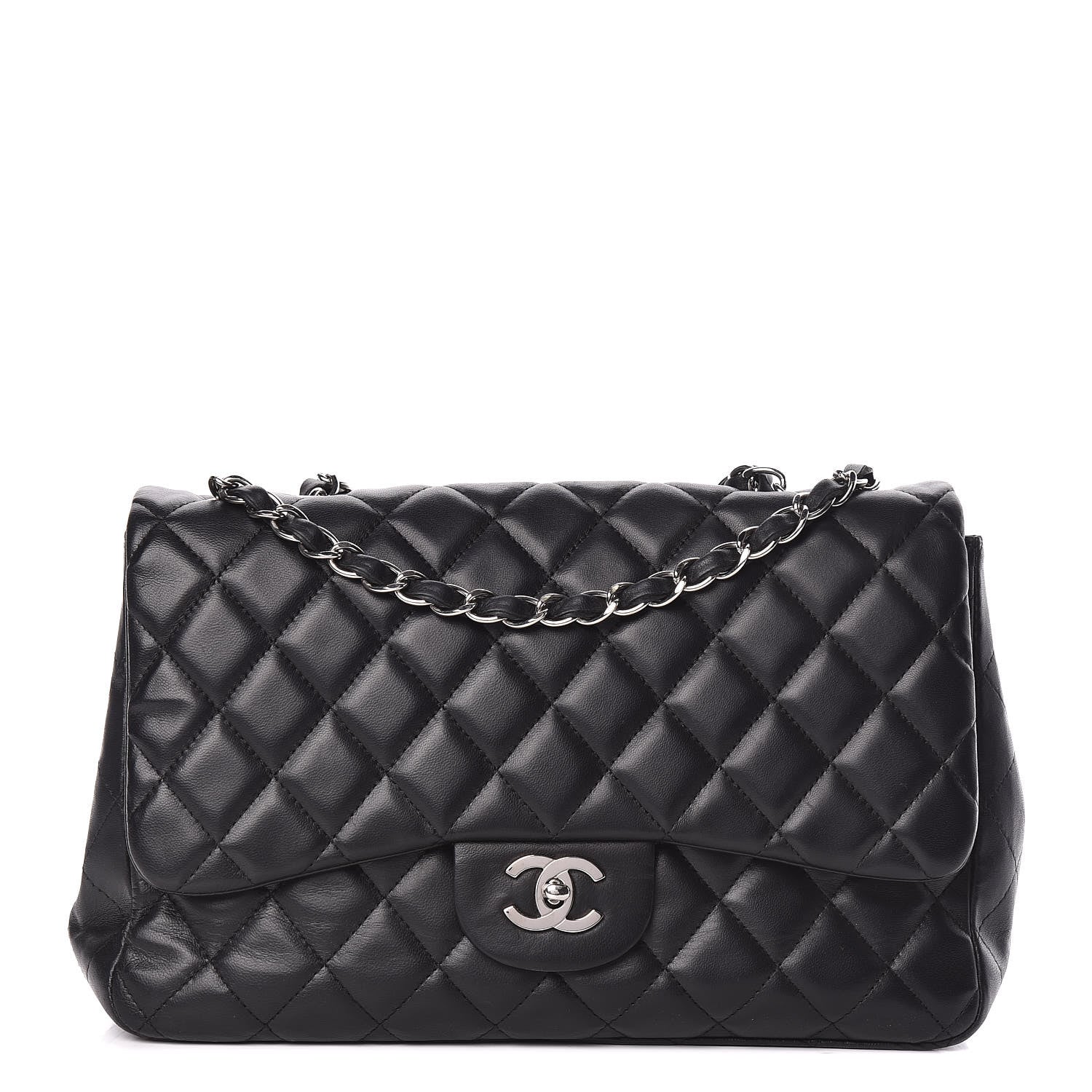 Chanel Lambskin Quilted Jumbo Single Flap Black 1 of 11
