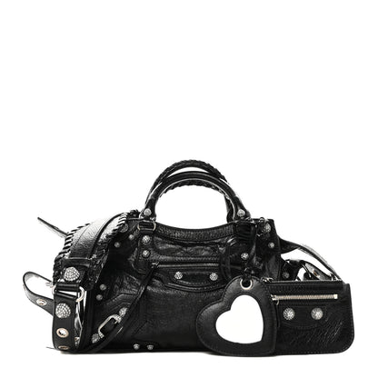 Balenciaga Agneau Arena Crystal Neo Cagole Handbag XS Black 1 of 10
