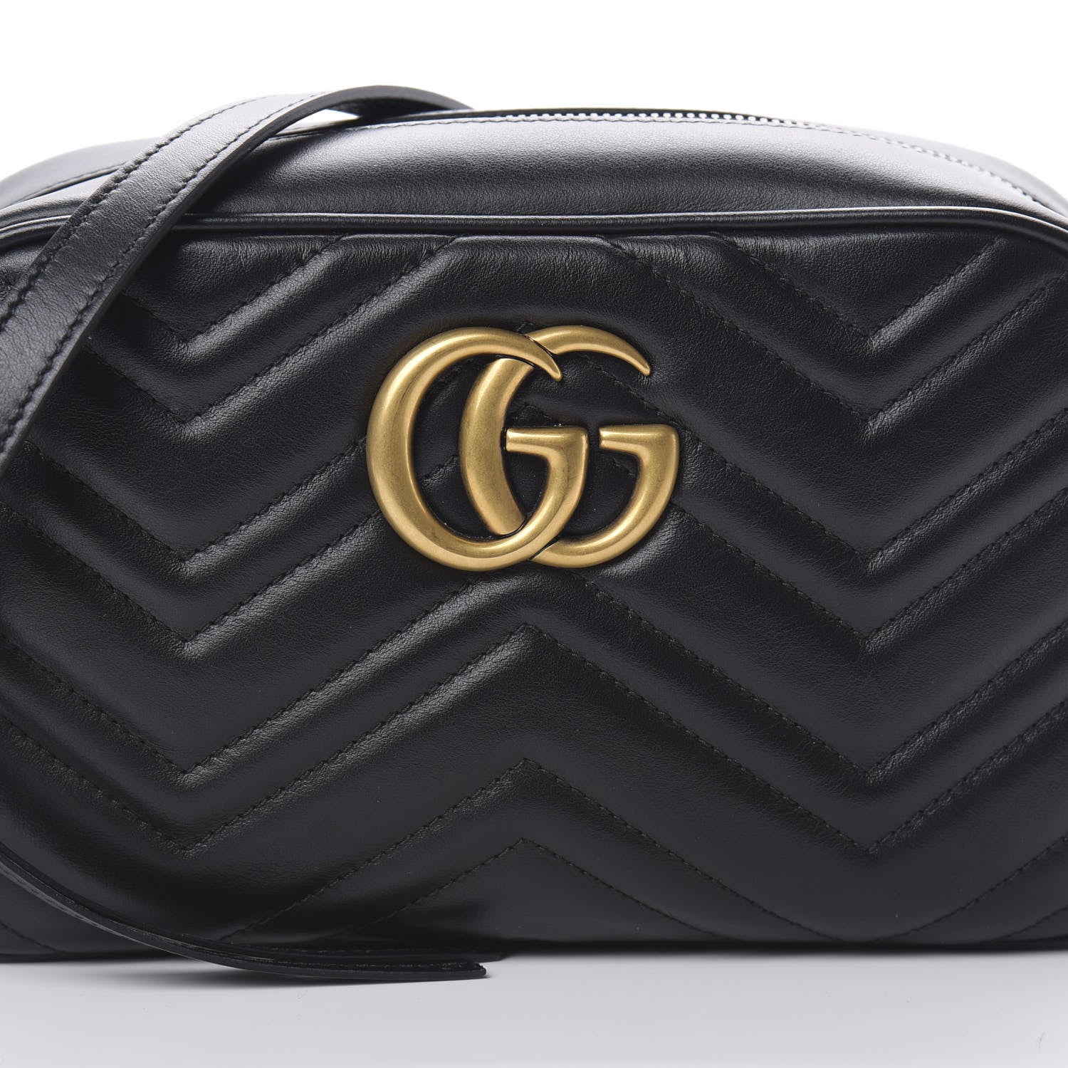 Gucci Calfskin Matelasse Small GG Marmont Chain Shoulder Bag Black 8 of 10