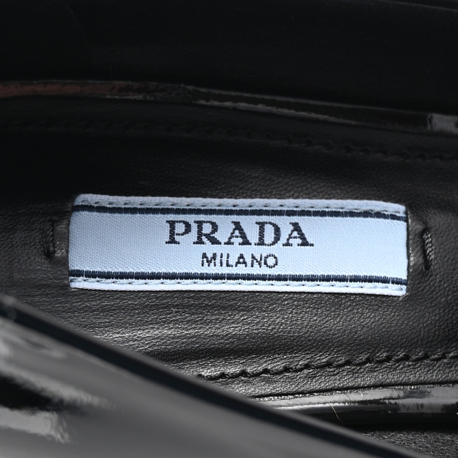 Prada Vernice Metal Triangle Logo 45mm Loafer Pumps 38 Black 8 of 9