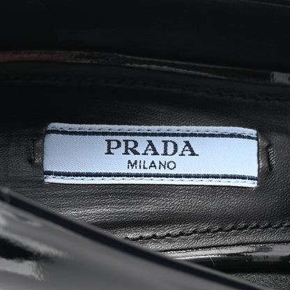 Prada Vernice Metal Triangle Logo 45mm Loafer Pumps 38 Black 8 of 9