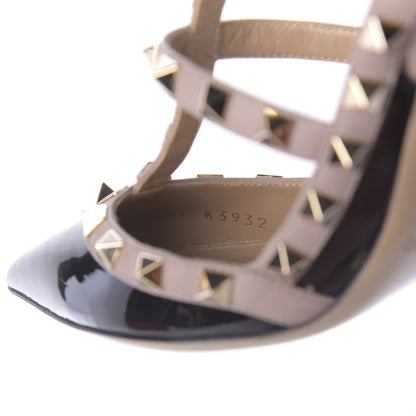 Valentino Garavani Patent Nappa Rockstud Ankle Strap 100mm Pumps 36.5 Black Poudre 10 of 11