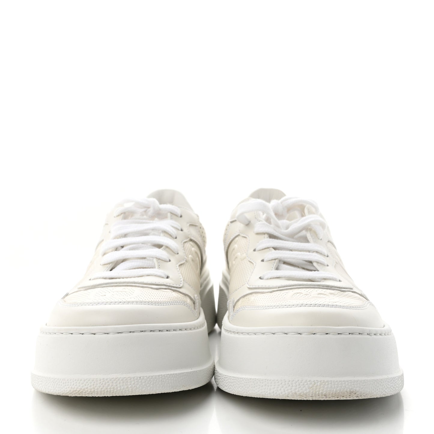 Calfskin GG Tennis Embossed Perforated Womens Platform 55mm Sneakers Great White