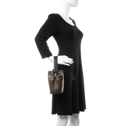 Fendi Vitello Liberty F is Fendi Bi-Color FF 1974 Embossed Mini Mon Tresor Bucket Bag Maya Black 2 of 8