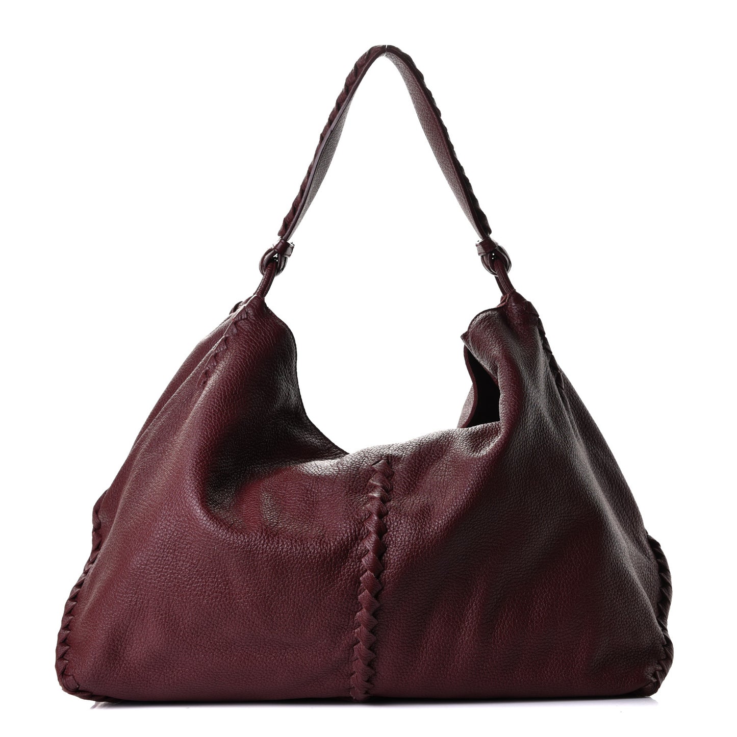 Washed Cervo Deerskin Large Hobo Burgundy