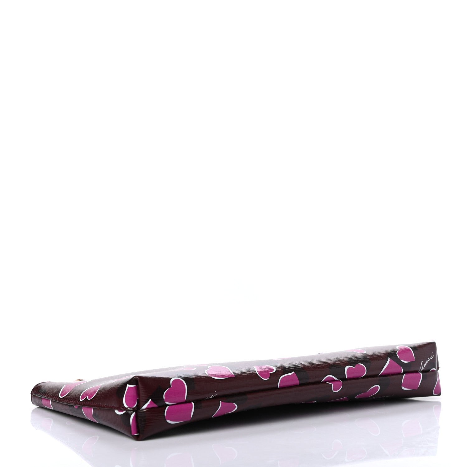 Gucci Calfskin Heartbeat Print Large Pouch New Wine 4 of 7