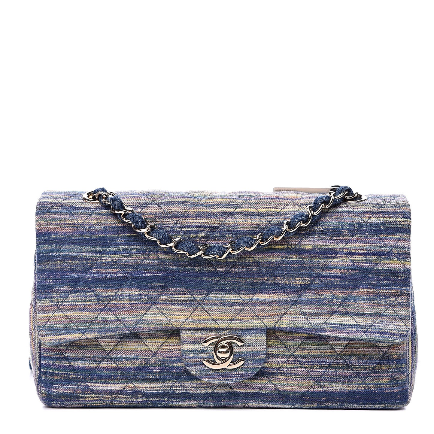 Denim Quilted Medium Double Flap