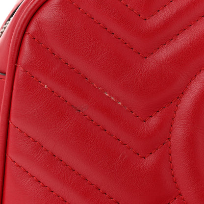 Gucci Calfskin Matelasse Small GG Marmont Chain Shoulder Bag Hibiscus Red 11 of 12