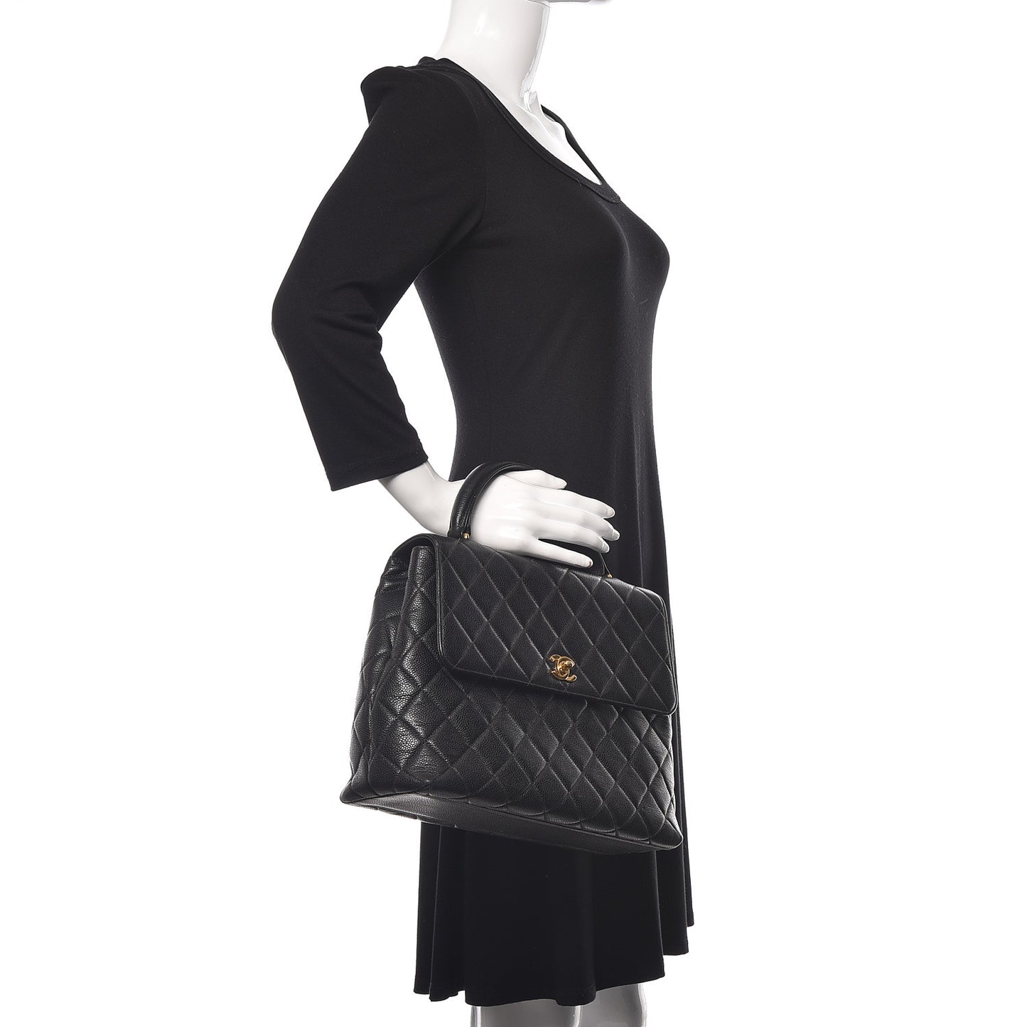 Caviar Quilted Jumbo Kelly Flap Black