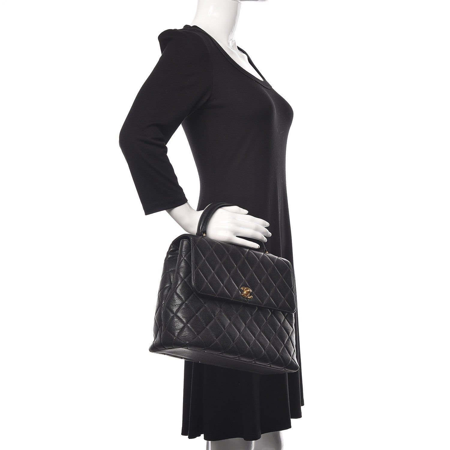 Chanel Caviar Quilted Jumbo Kelly Flap Black 2 of 11