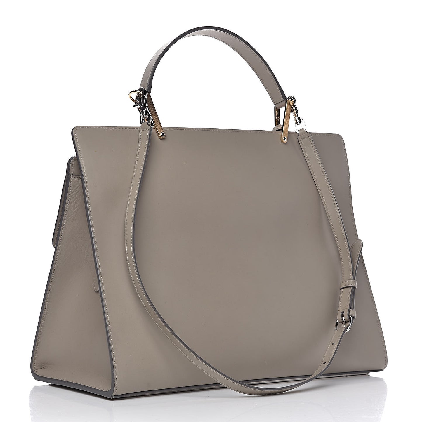 Calfskin Le Dix M Cartable Shoulder Bag Pearl Grey