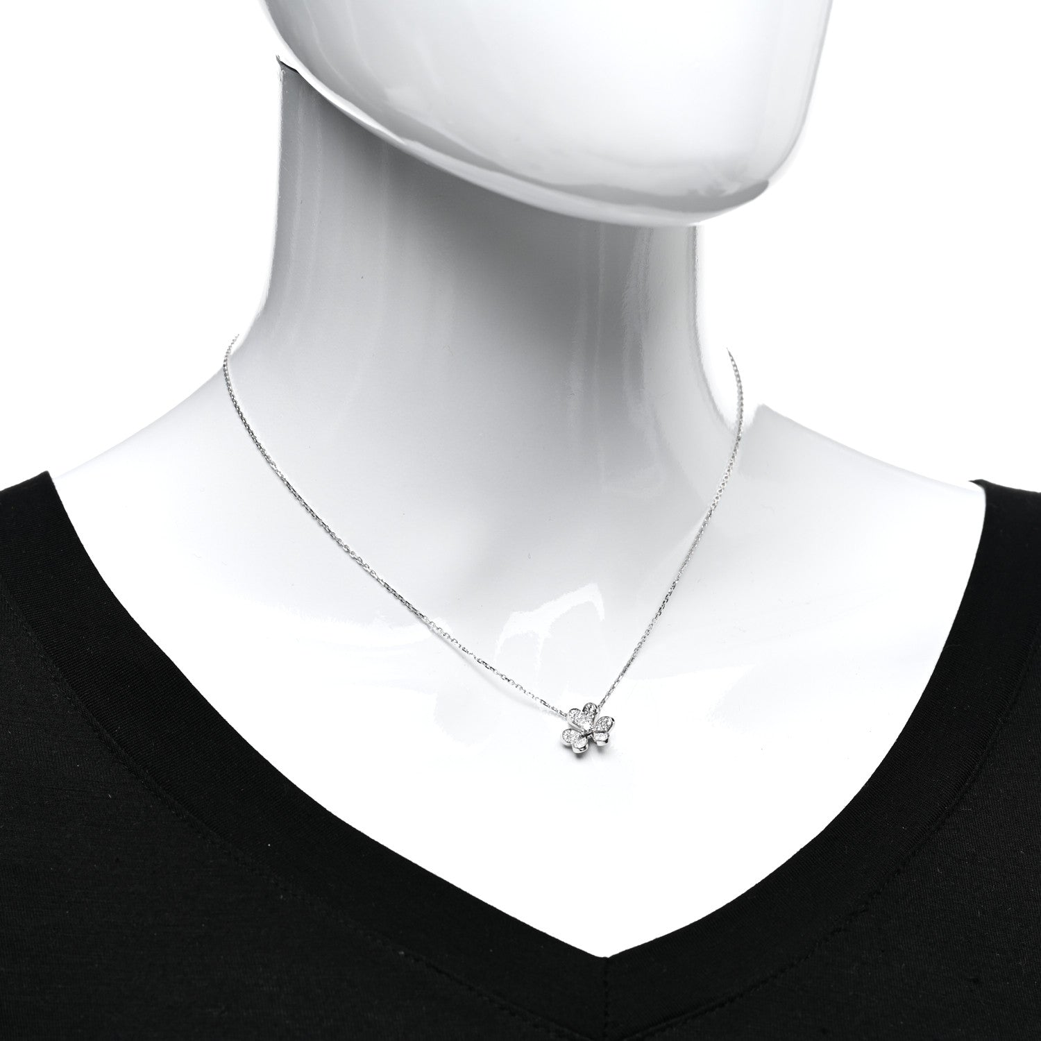 Van Cleef & Arpels 18K White Gold Diamond Mini Frivole Pendant Pave Necklace 2 of 6