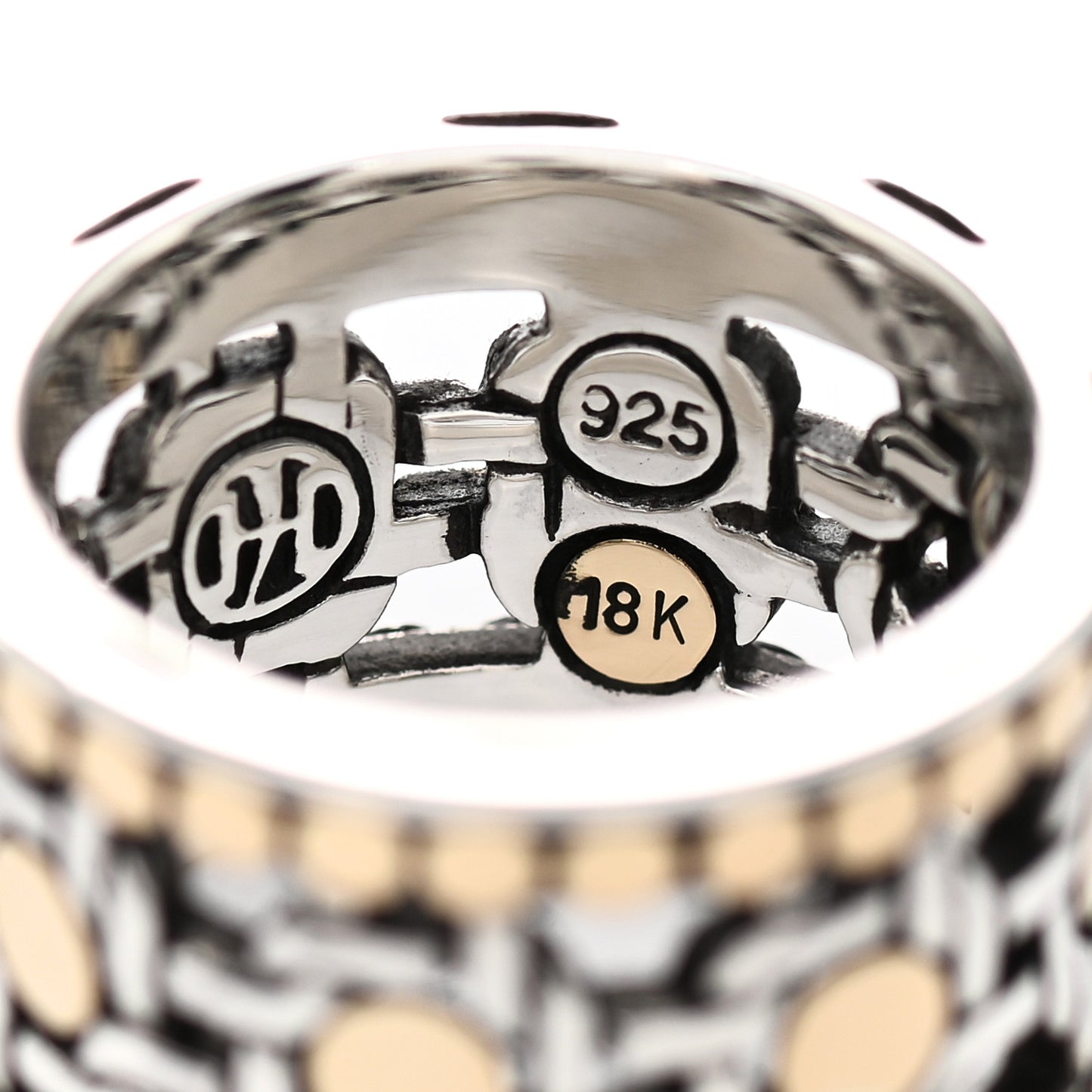 Sterling Silver 18K Yellow Gold Silang Dot Band Ring 54 7