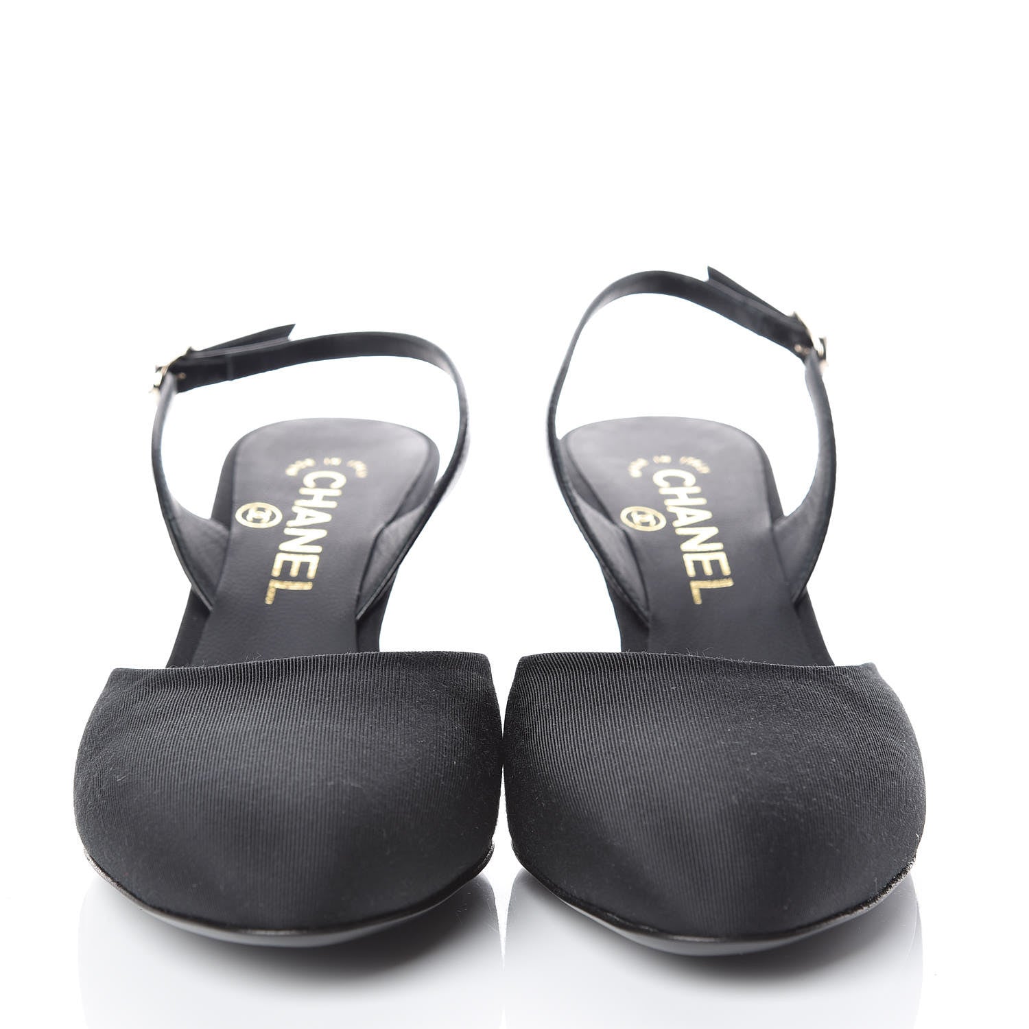 Chanel Lambskin Grosgrain CC Slingback Pumps 36.5 Black 2 of 8
