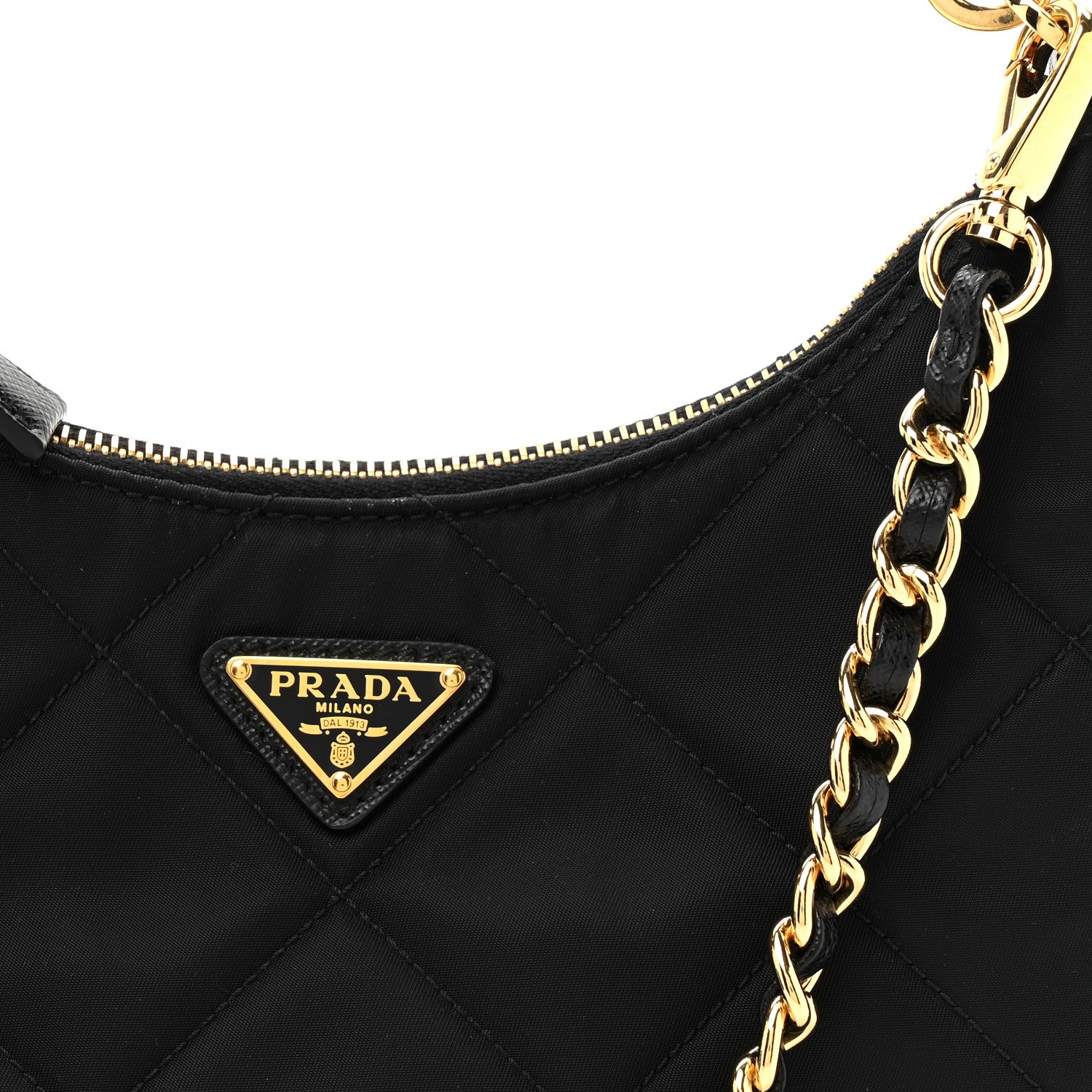 Prada Re-Nylon Saffiano Quilted Mini Re-Edition 1995 Chaine Shoulder Bag Black 7 of 9