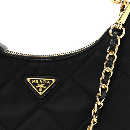 Prada Re-Nylon Saffiano Quilted Mini Re-Edition 1995 Chaine Shoulder Bag Black 7 of 9