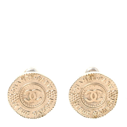 Chanel Metal CC Rue Cambon Round Earrings Gold 1 of 4
