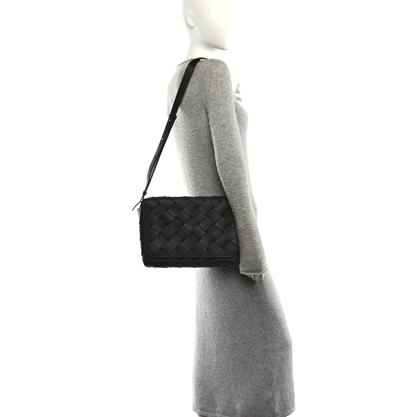 Grained Calfskin Intreccio Large Diago Crossbody Bag Fondant