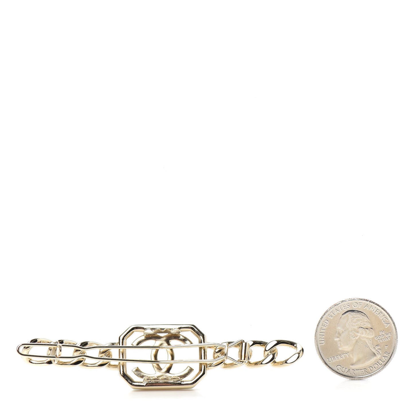 Crystal Chain CC Vendome Hair Clip Barrette Gold