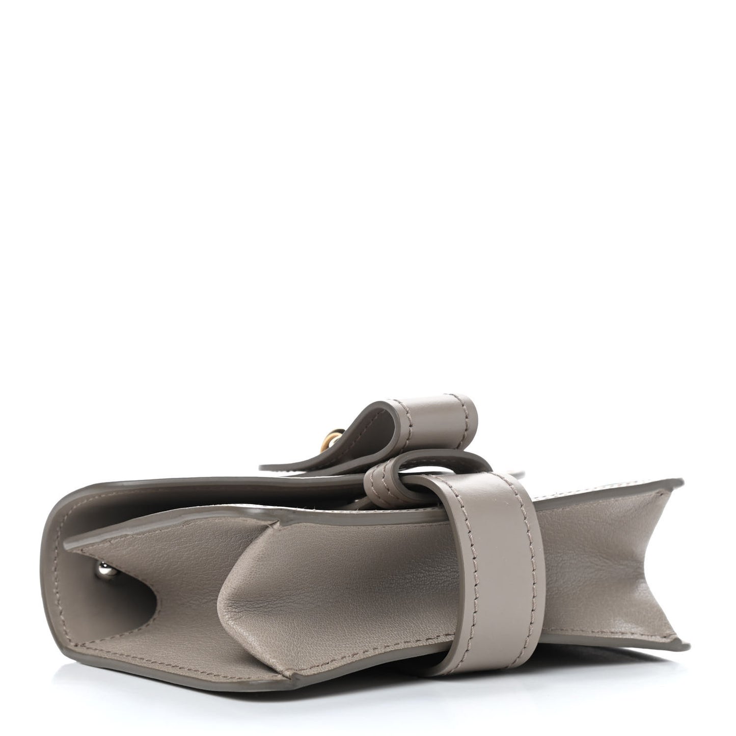 Shiny Goatskin Calfskin Aby Chain Shoulder Bag Motty Grey
