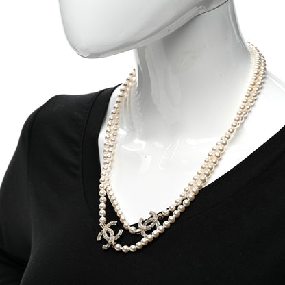 Chanel Pearl Baguette Crystal CC Long Necklace Gold 2 of 6