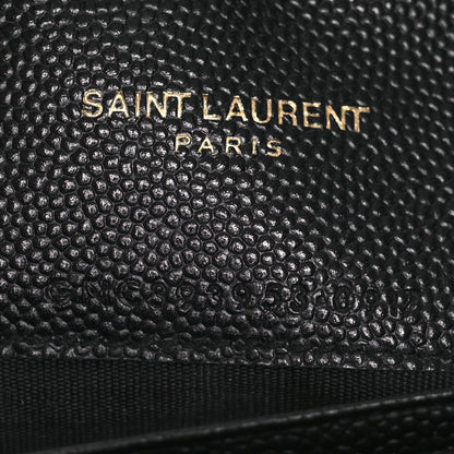 Saint Laurent Grain De Poudre Matelasse Chevron Monogram Envelope Chain Wallet Black 7 of 14