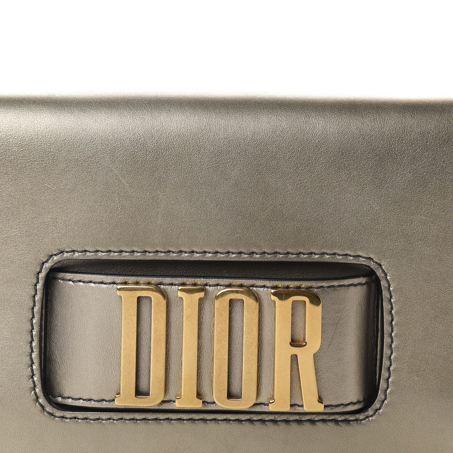 Metallic Smooth Calfskin Dio(r)evolution Flap Clutch Gold