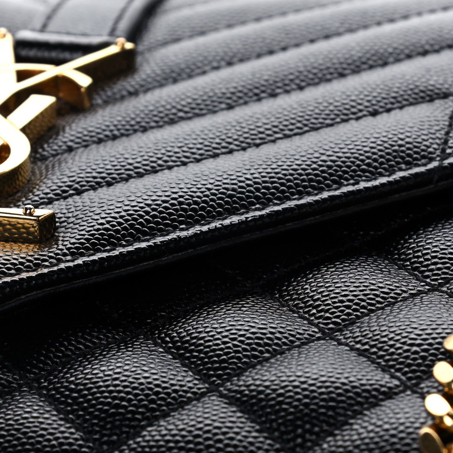 Saint Laurent Grain De Poudre Textured Mixed Matelasse Triquilt Medium Monogram Satchel Black 13 of 13