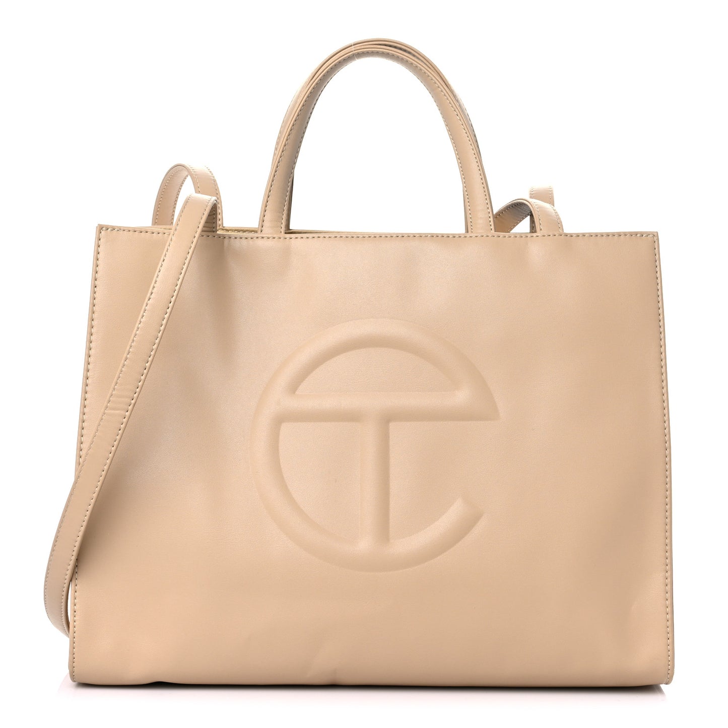 Vegan Leather Medium Shopping Bag Cream