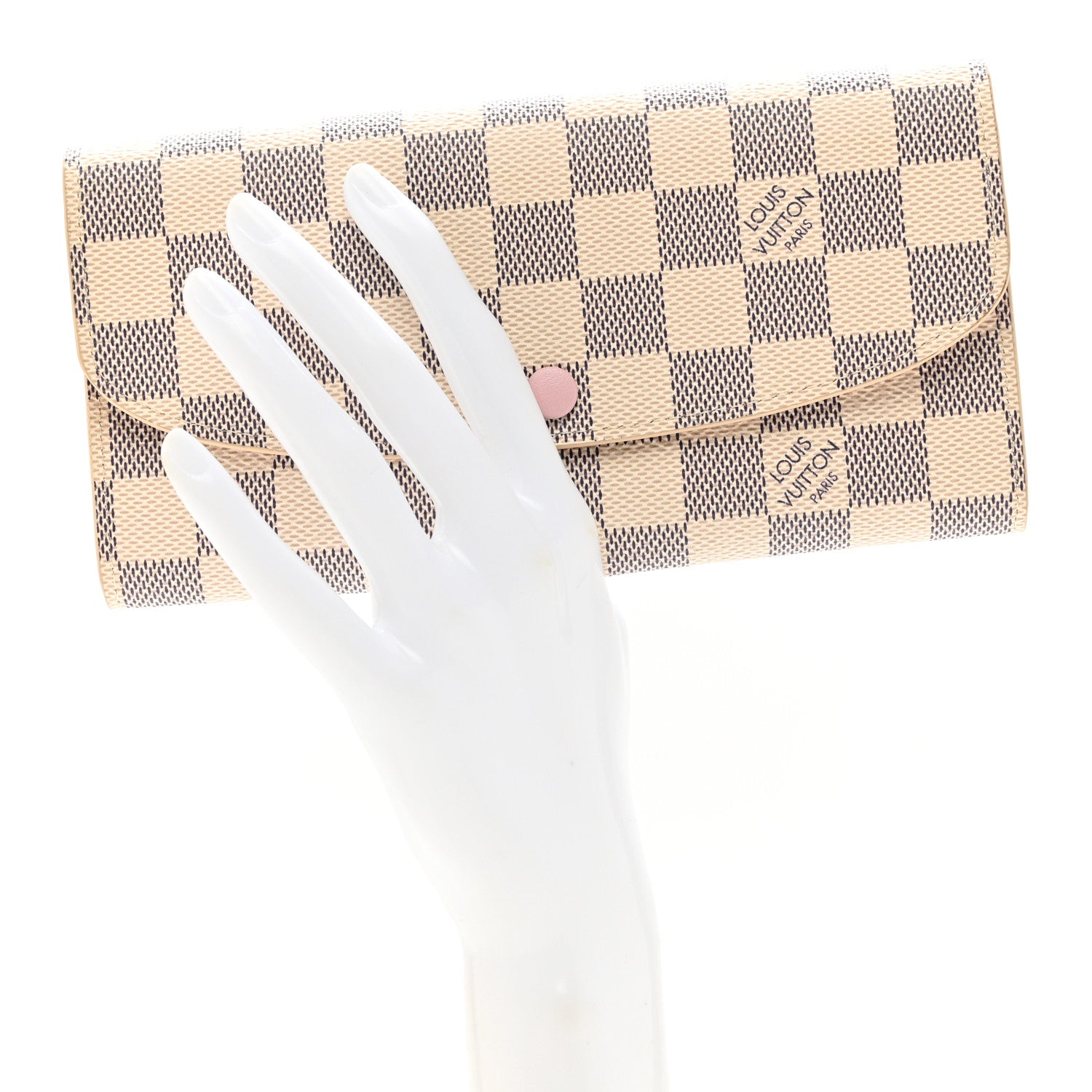 Louis Vuitton Damier Azur Emilie Wallet Rose Ballerine 2 of 7