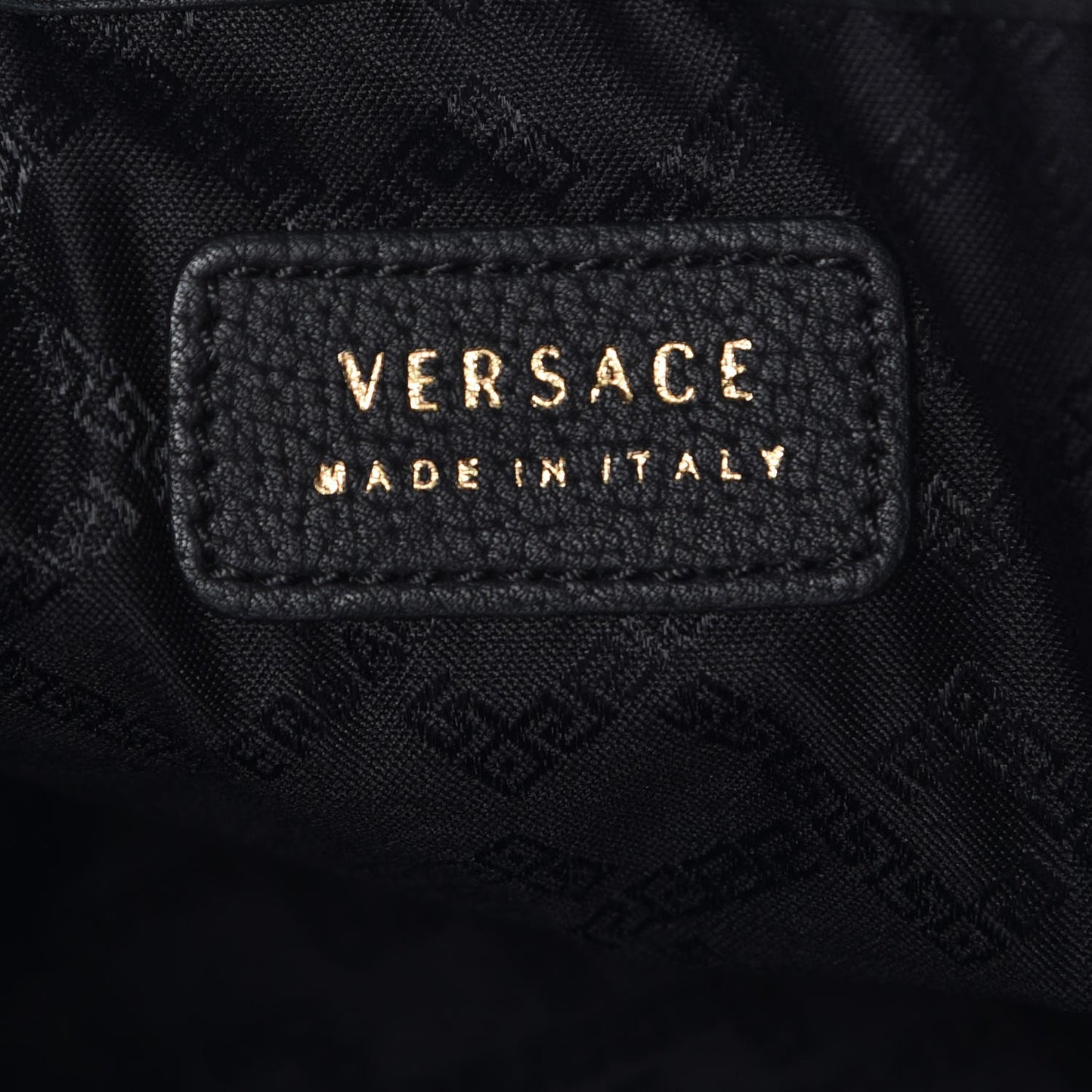 Grained Calfskin Medusa Head Messenger Bag Black