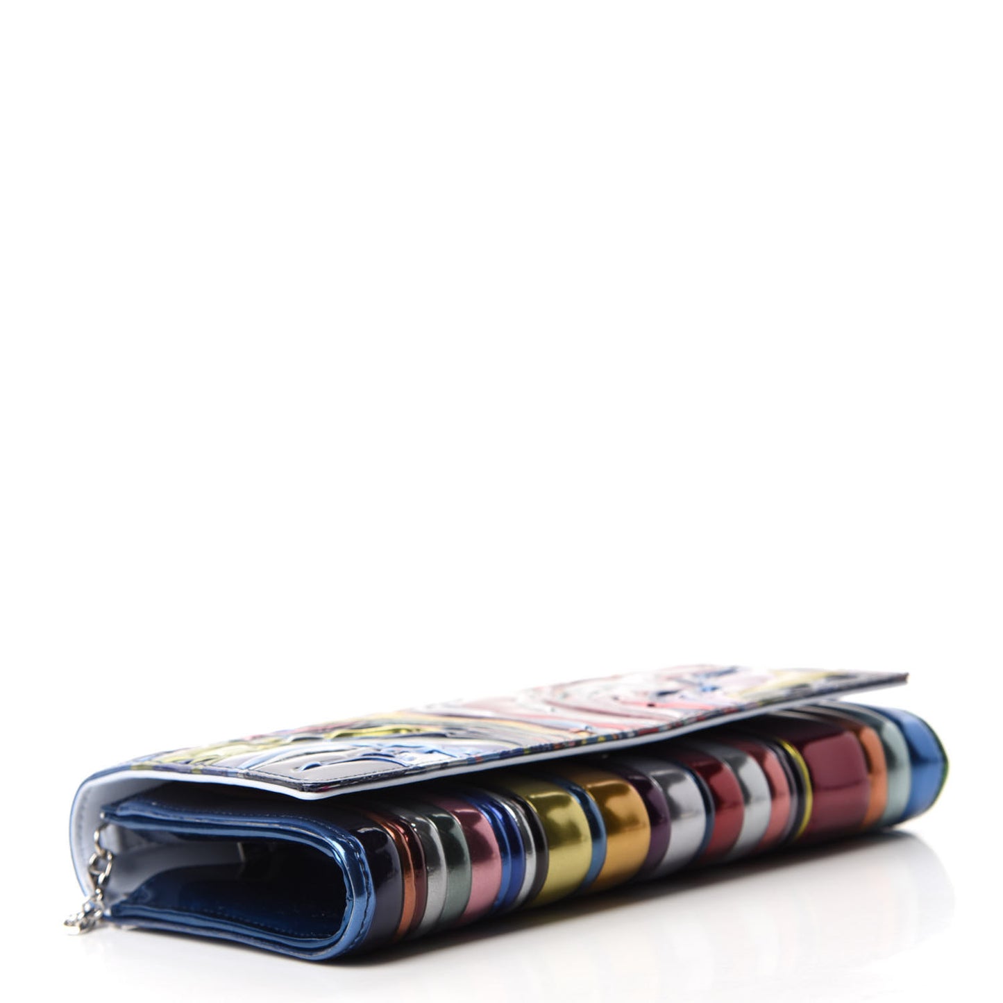 X Ian Davenport Patent Lady Dior Rendezvous Chain Wallet Multicolor