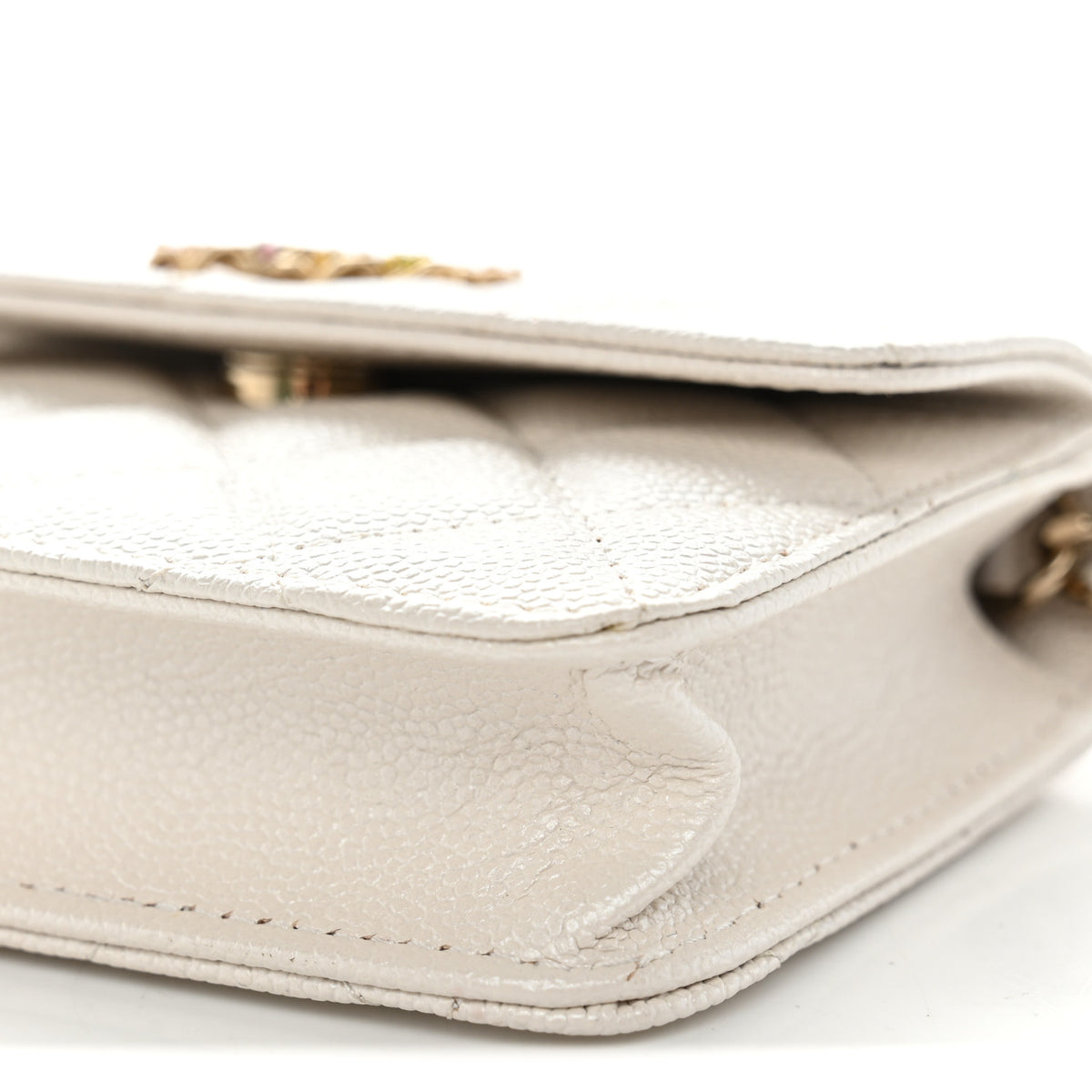 Chanel Iridescent Caviar Quilted Crystal CC Card Holder With Chain White Multicolor 11 of 11