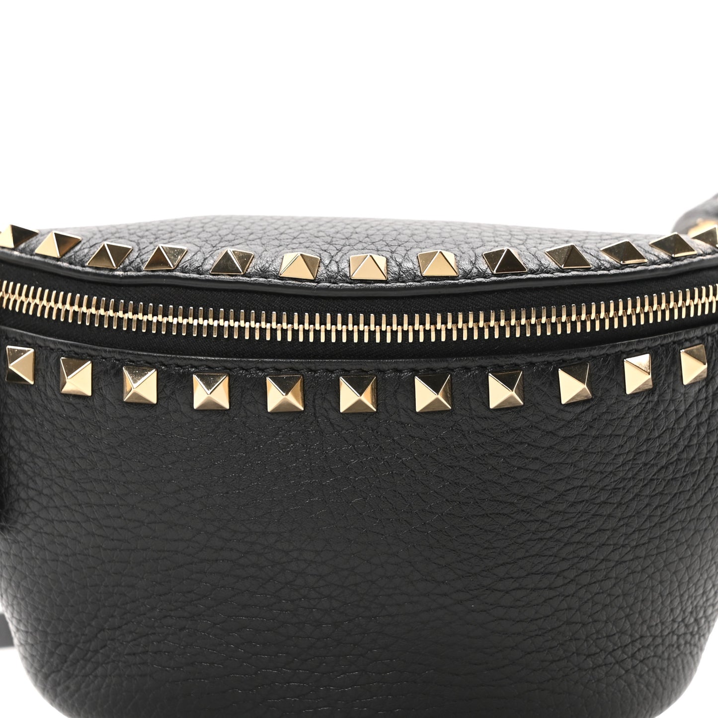 Calfskin Rockstud Belt Bag Black