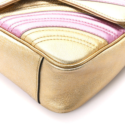 Gucci Metallic Calfskin Matelasse Small GG Marmont Shoulder Bag Gold Pink 10 of 12