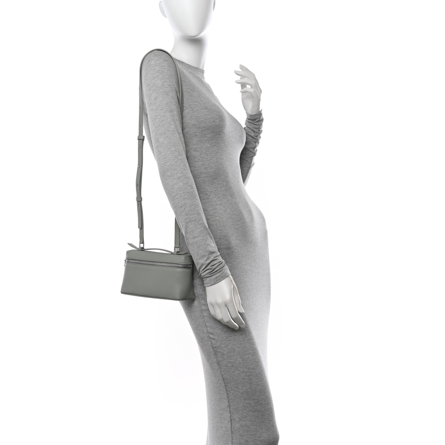 Loro Piana Grained Calfskin L19 Extra Pocket Pouch Eucalyptus