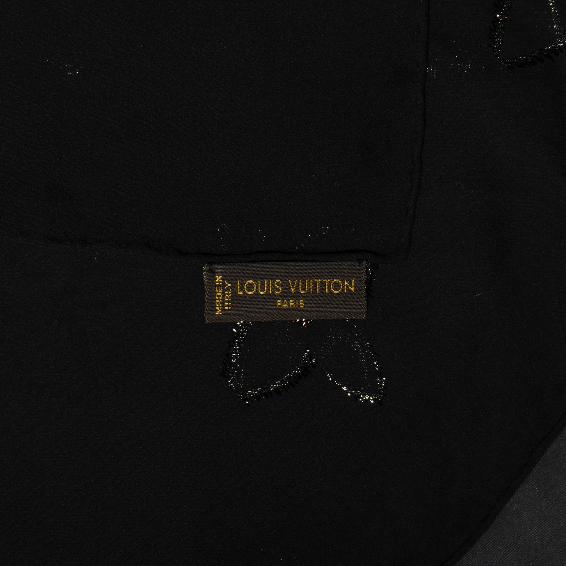 Louis Vuitton Silk Polyamide Glitter Monogram Stole Black 4 of 6