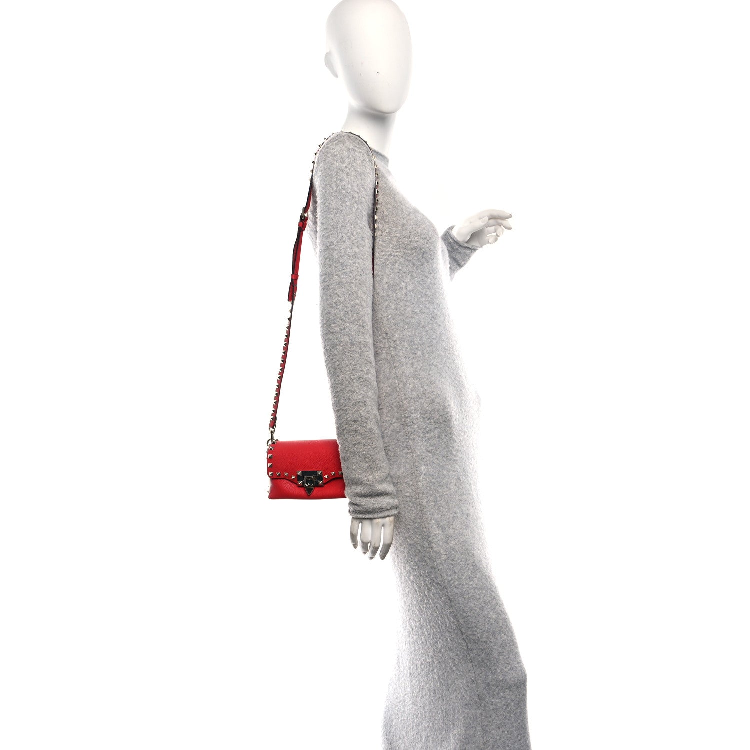 Valentino Garavani Pebbled Calfskin Mini Rockstud Crossbody Bag Rouge Pur 2 of 9