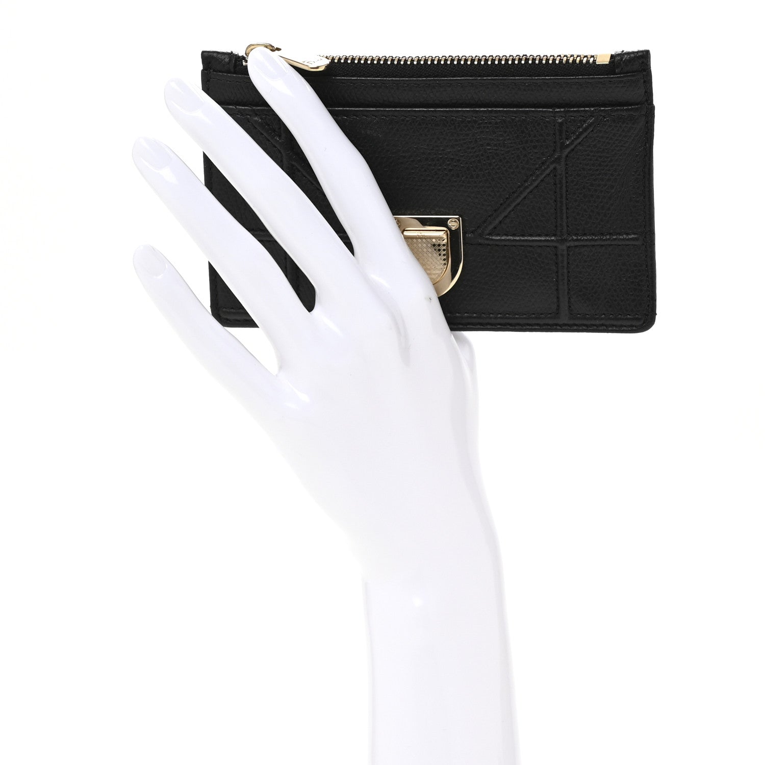 Christian Dior Grained Calfskin Cannage Diorama Wallet Black 2 of 10