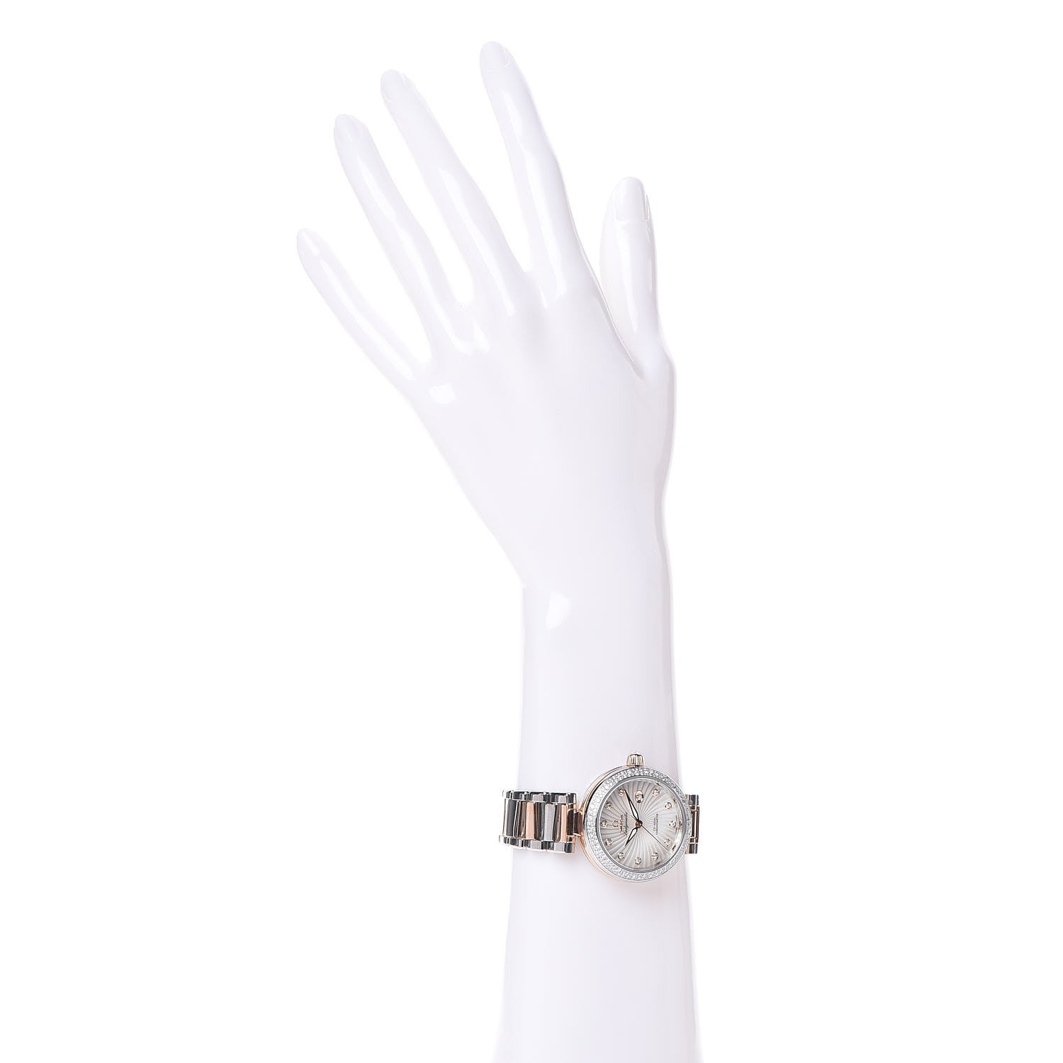 Omega Stainless Steel 18K Sedna Gold Diamond Pave Bezel Mother of Pearl 34mm Ladymatic Co-Axial Automatic Watch 425.25.34.20.55.001 2 of 7