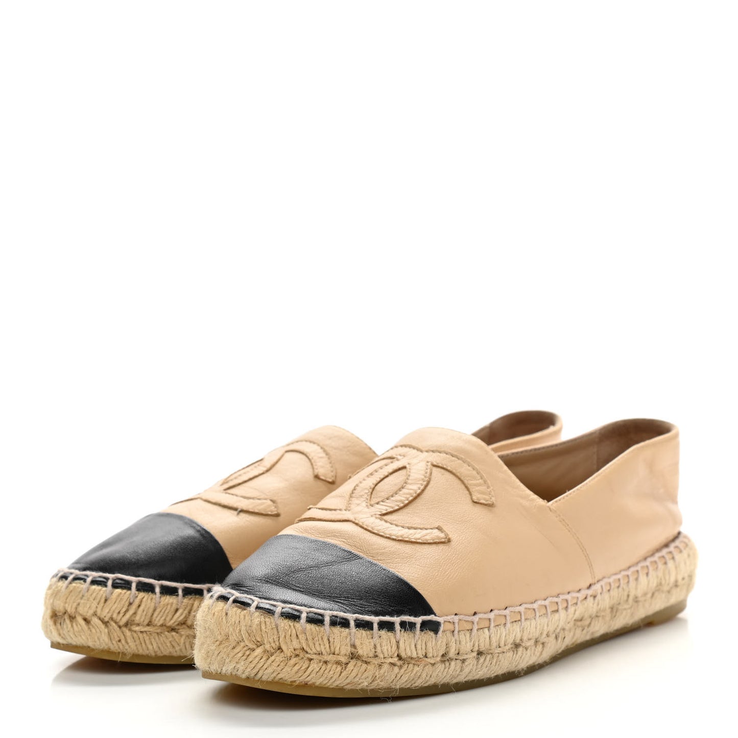 Lambskin CC Espadrilles 38 Beige Black